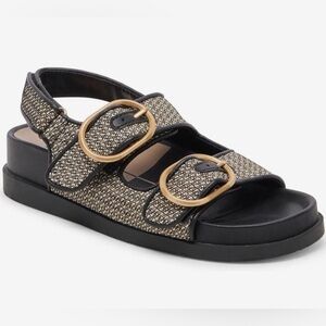 Dolce Vita Starla Woven Pattern Buckle Strap Sandals SZ 11 Women’s Black Tan